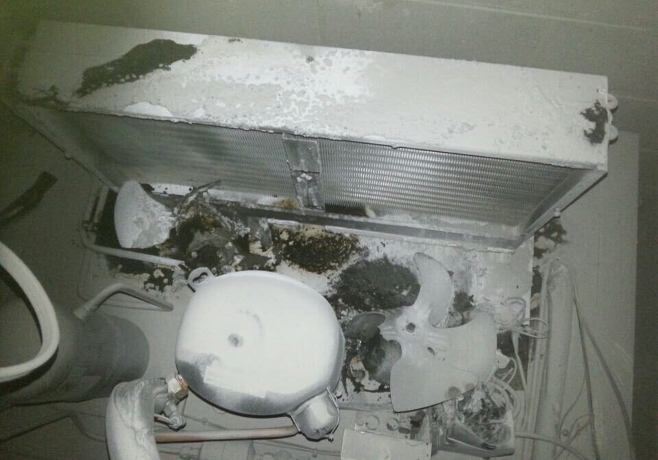 Burnt-unit-with-fire-extinguisher-powder-all-over-it