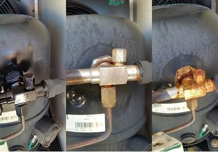Rust-Forming-on-The-Suction-Service-Valve-of-the-Condensing-Unit-and-After-Image-of-Same-Valve-after-Repaint-and-Repair